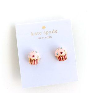 kate spade pink cupcake crystal earrings cute adorable cake dessert food